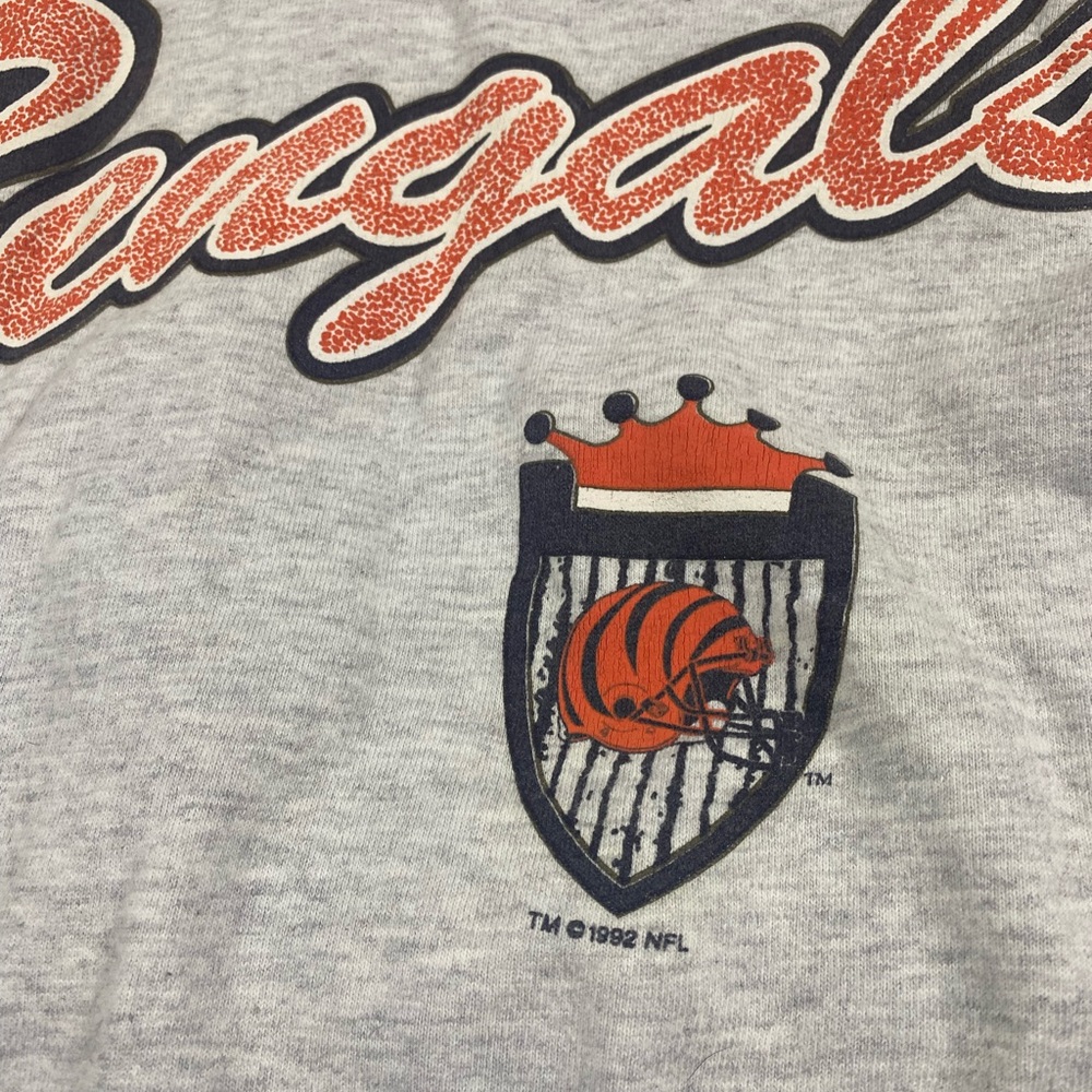 Vintage Cincinnati Bengals Crewneck Crop Top Sweater Cliff Engle Large VTG 90s - Picture 4 of 6